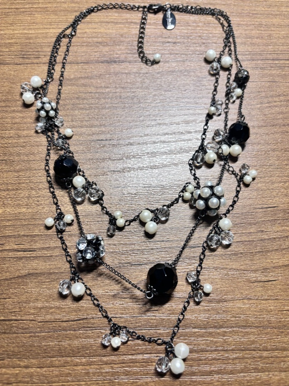 White House Black Market Black and White Multi-Strand Bead‎ Necklace